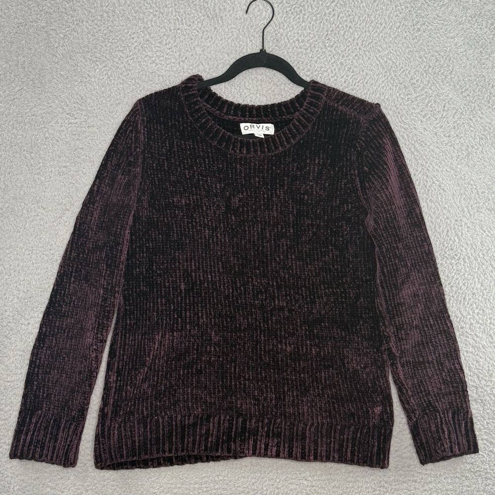 Orvis Chenille Crew Neck Pullover Sweater Womens Sz Small Red Maroon Super Soft